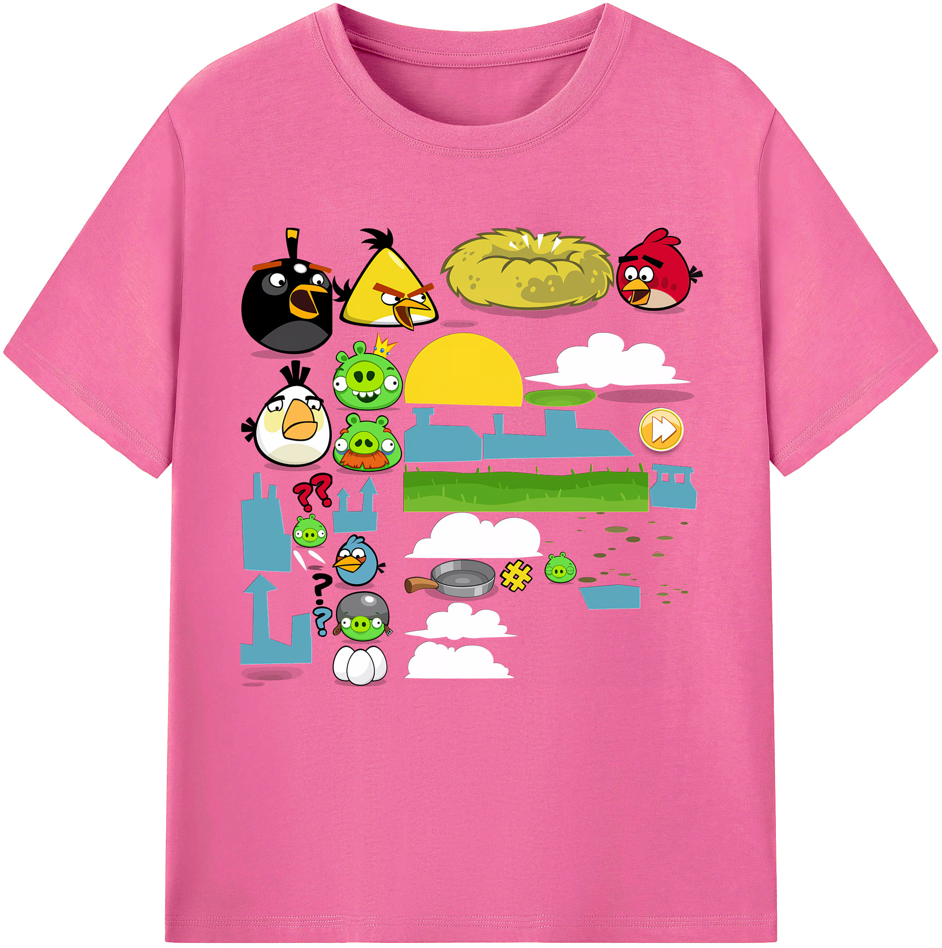 （画像用） Angry Birds アングリーバード レディースカジュアルプリントTシャツ（綿100％）